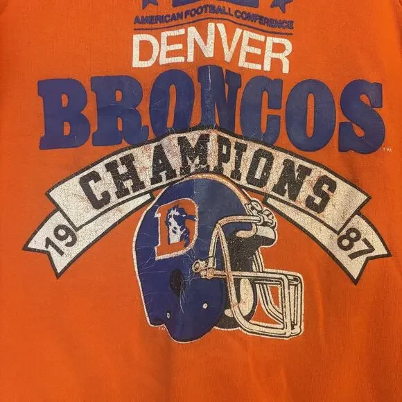 Champions Sweatshirt Mens Size Medium Orange Denver Broncos NFL Football AFC Vtg